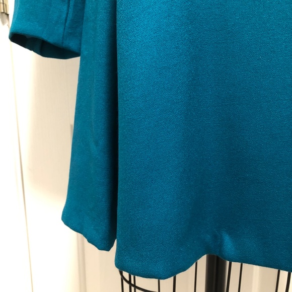 Double-breasted Teal Dress with Black Velvet Trim - Picture 5 of 16